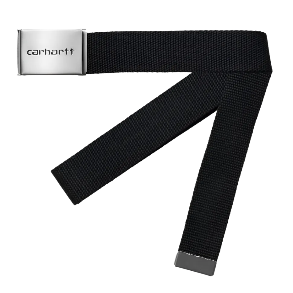 Carhartt WIP Clip Belt Chrome Canvas Black - ARROW & BEAST