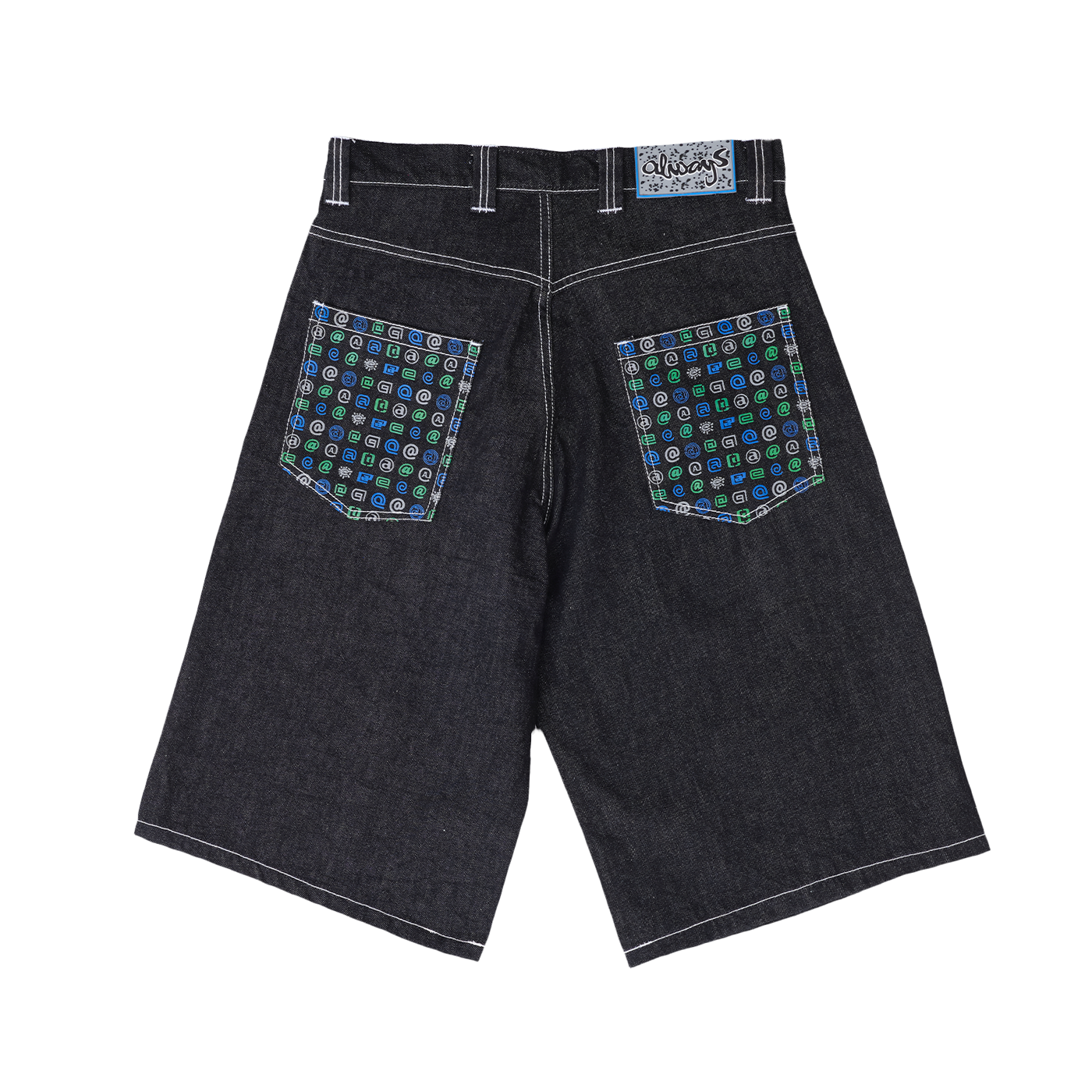 Always @ Range 5 Back Pocket Print Denim Shorts Black