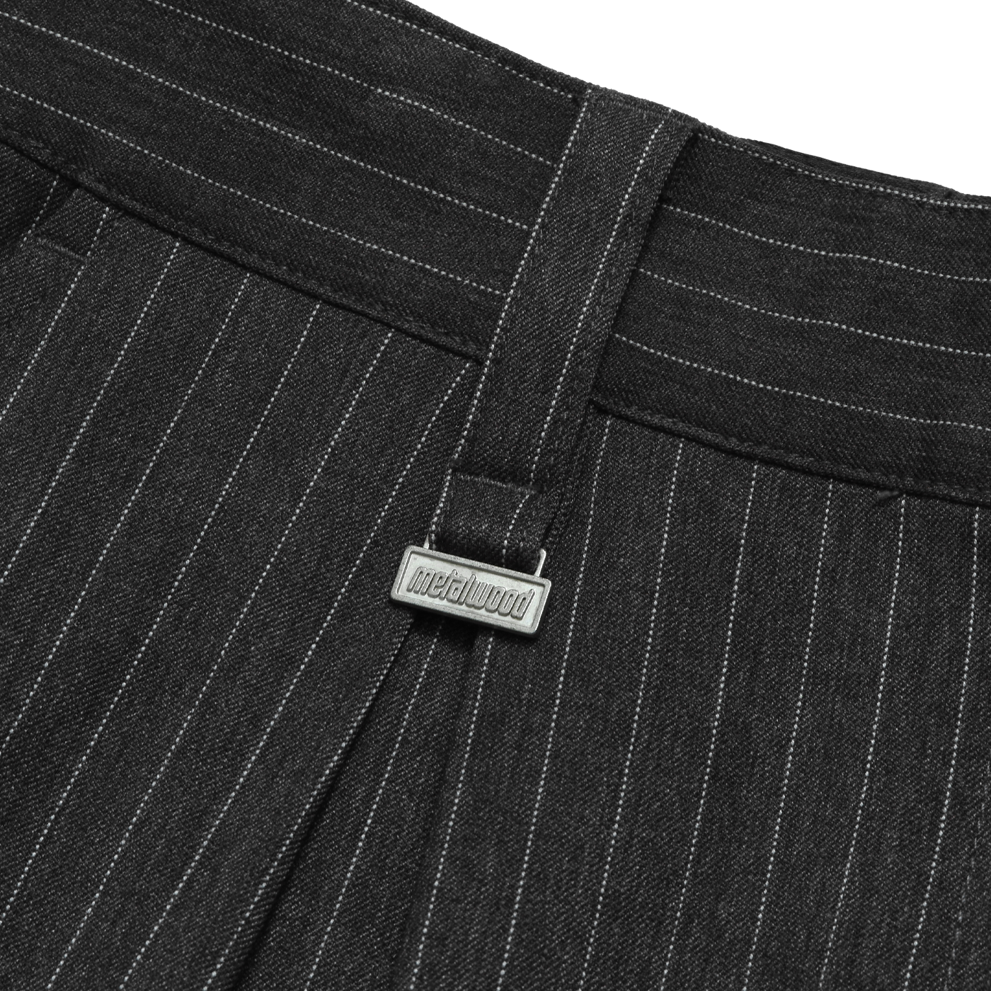 Metalwood Studio Elastic Waist Baggy Pant Grey Pinstripe