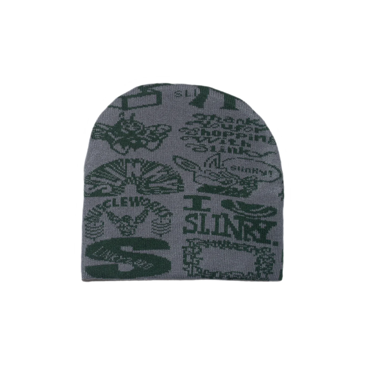 Slinky2020 Allover Reversible Skull Beanie Grey