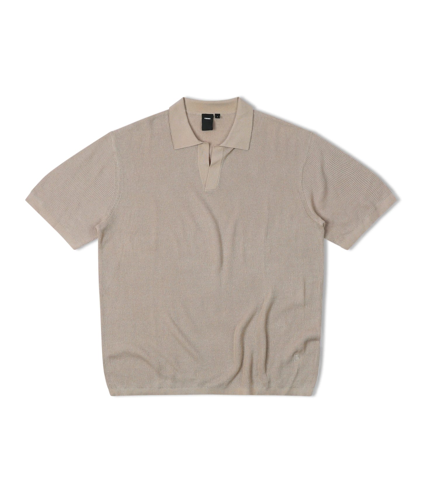 Former Merchandise - OPEN COLLAR KNIT POLO - Oat - ARROW & BEAST