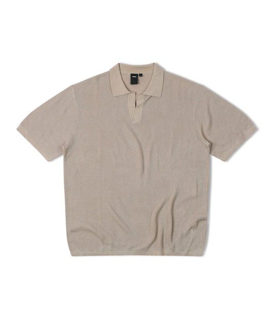 Former Merchandise - OPEN COLLAR KNIT POLO - Oat - ARROW & BEAST