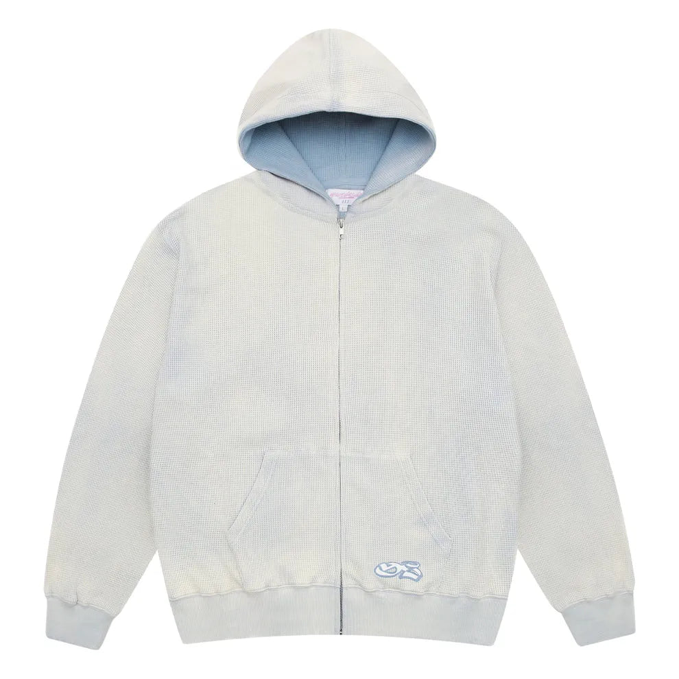 Yardsale XXX Bleached Waffle Hoodie Light Blue - ARROW & BEAST