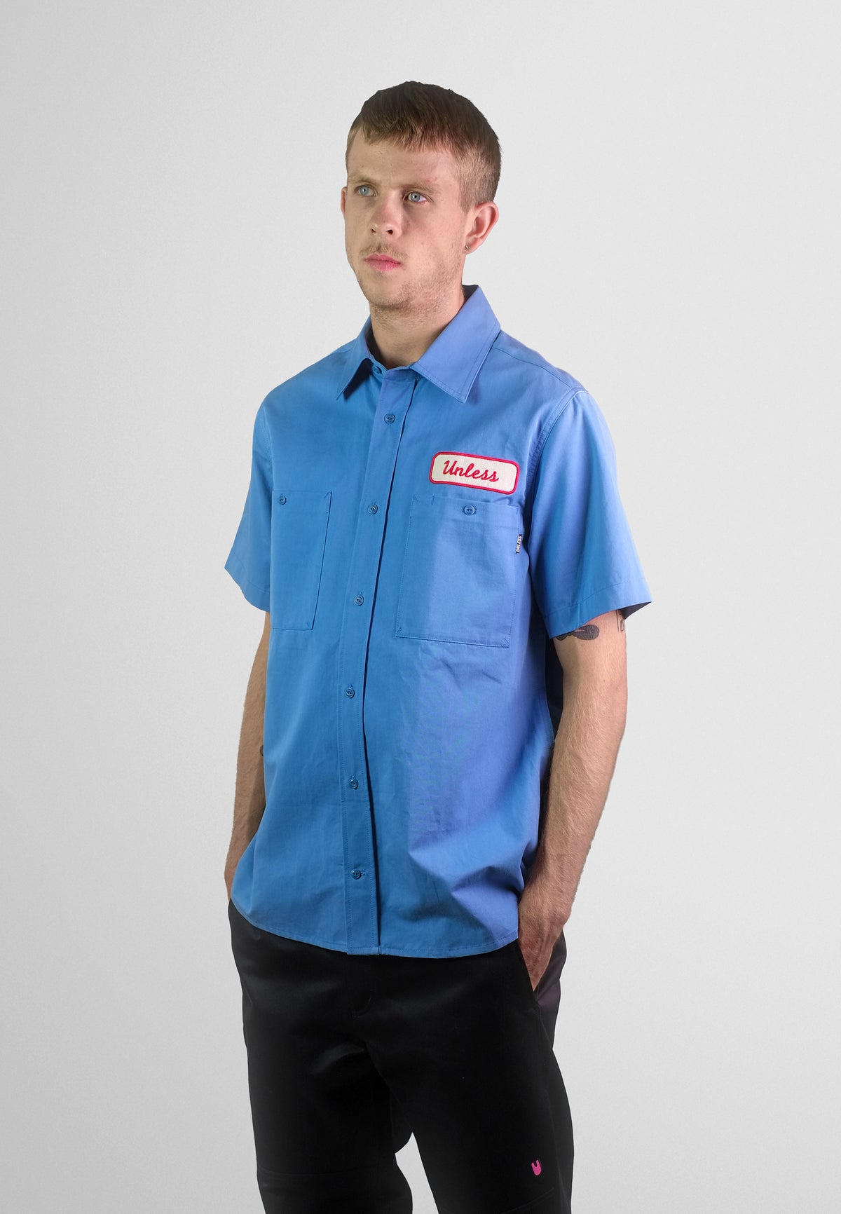"UNLESS" Embroidered Work Shirt