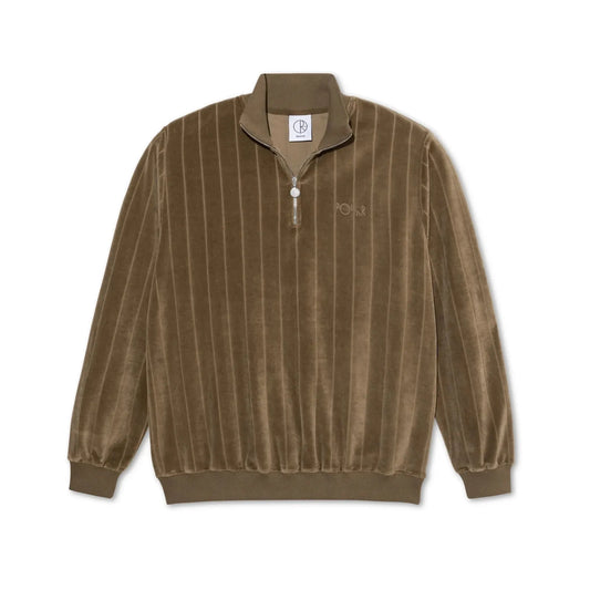 Polar Skate Co. Stripe Velour Zip Neck Sweat Beech - ARROW & BEAST