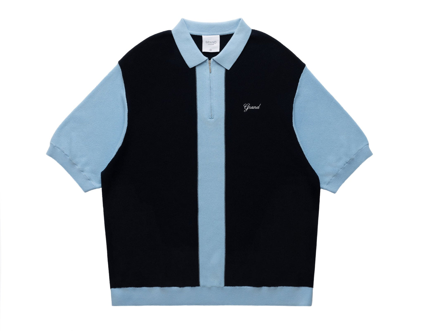 KNIT QUARTER ZIP NAVY/POWDER BLUE