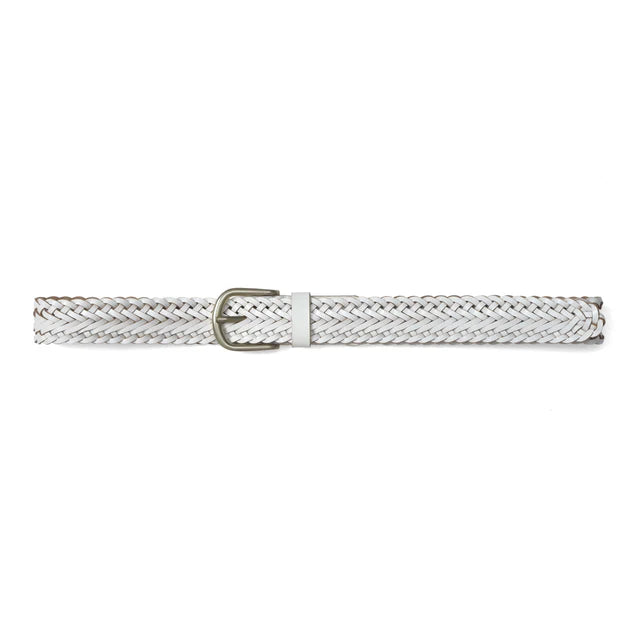 Metalwood Studio Braided Leather Belt White