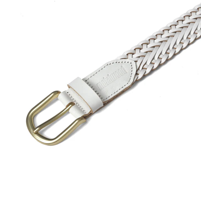 Metalwood Studio Braided Leather Belt White