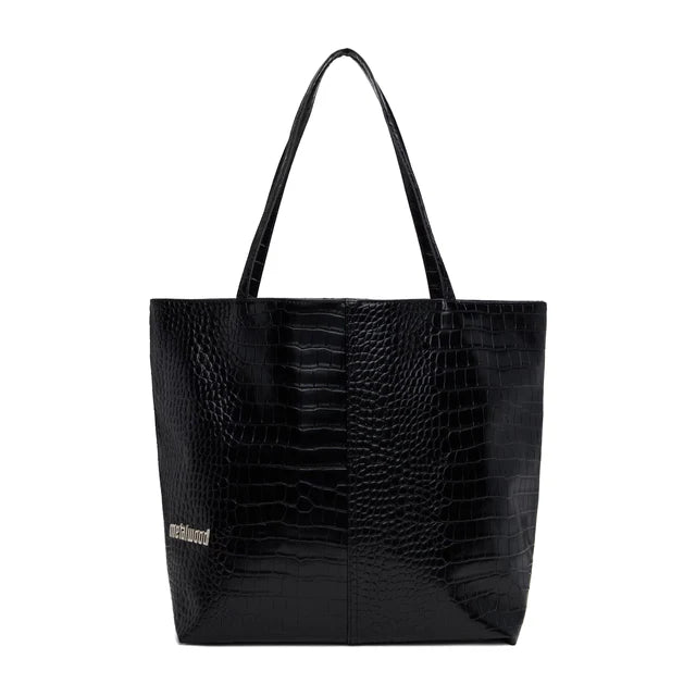 Metalwood Metal Logo Stud Croc Tote Bag