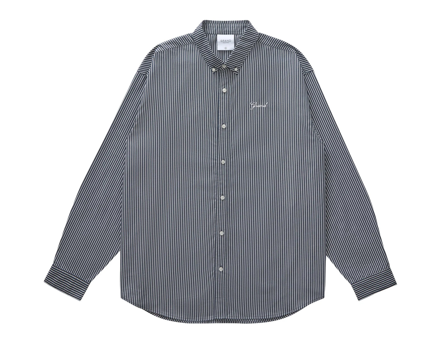STRIPED POPLIN SHIRT NAVY