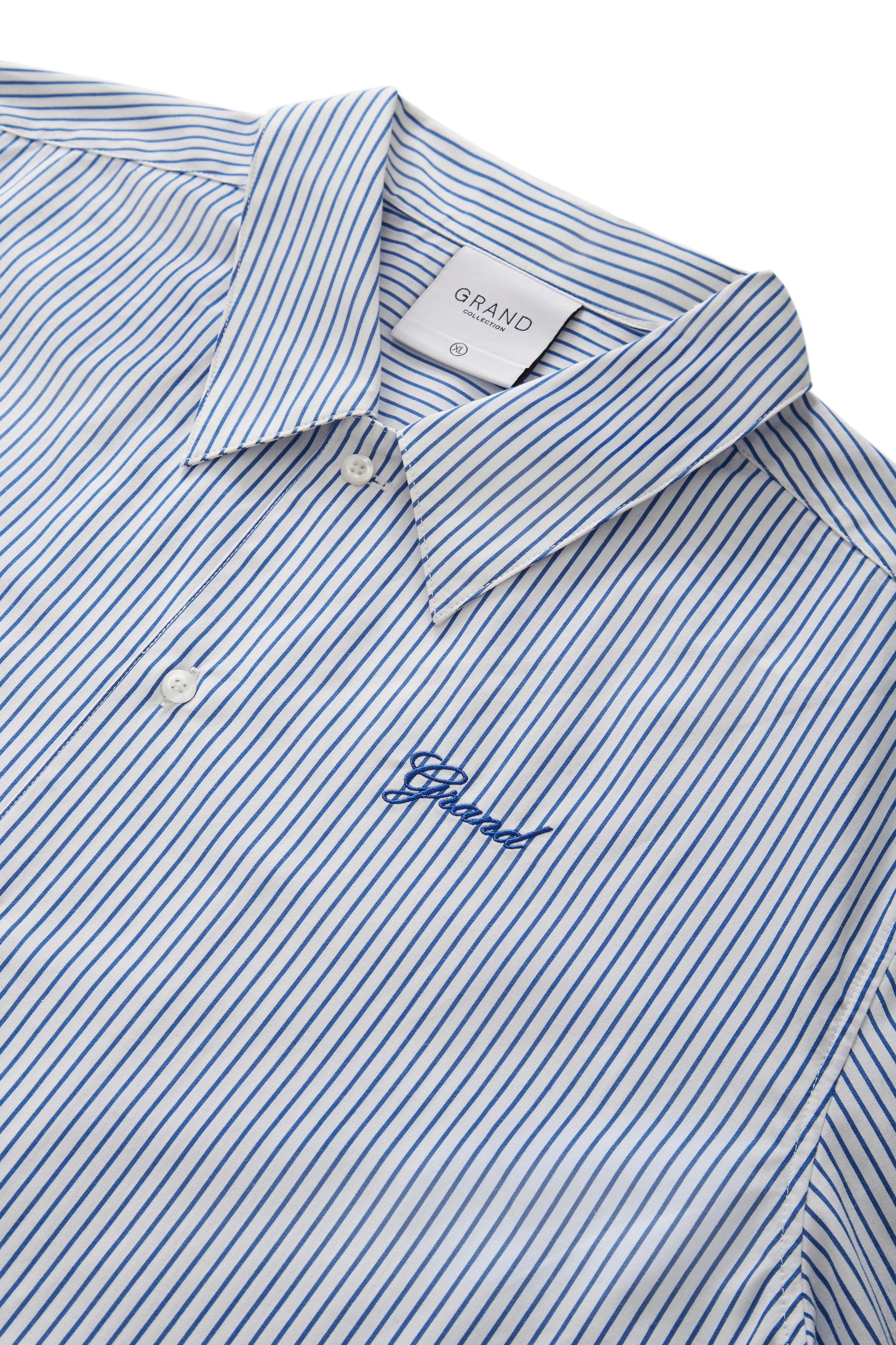 GRAND Collection Striped Poplin Shirt Blue White - ARROW & BEAST