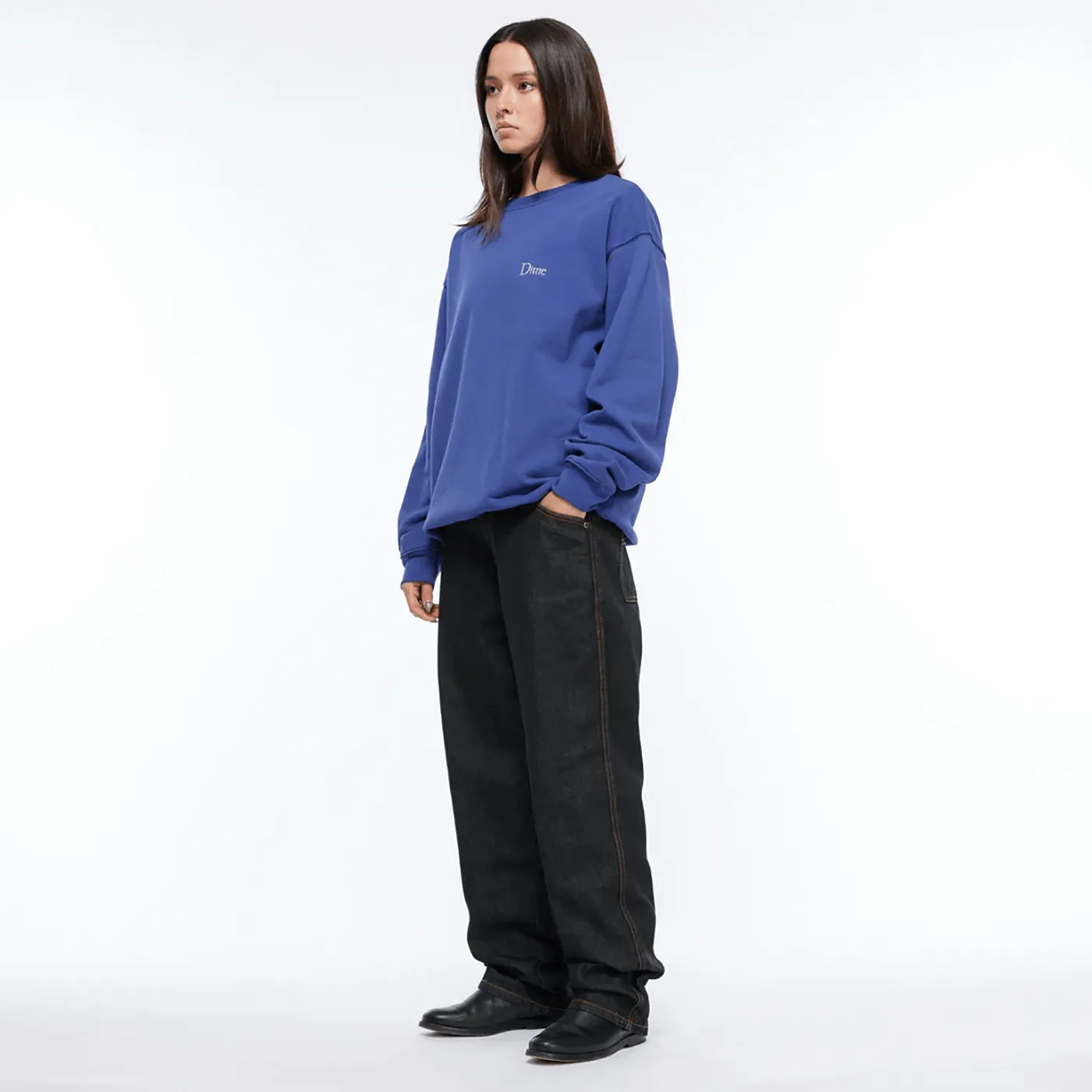 Dime MTL Classic Small Logo Crewneck Indigo - ARROW & BEAST