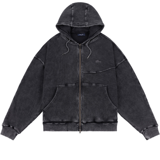 Dime MTL Premium Waffle Zip Hoodie Faded Black