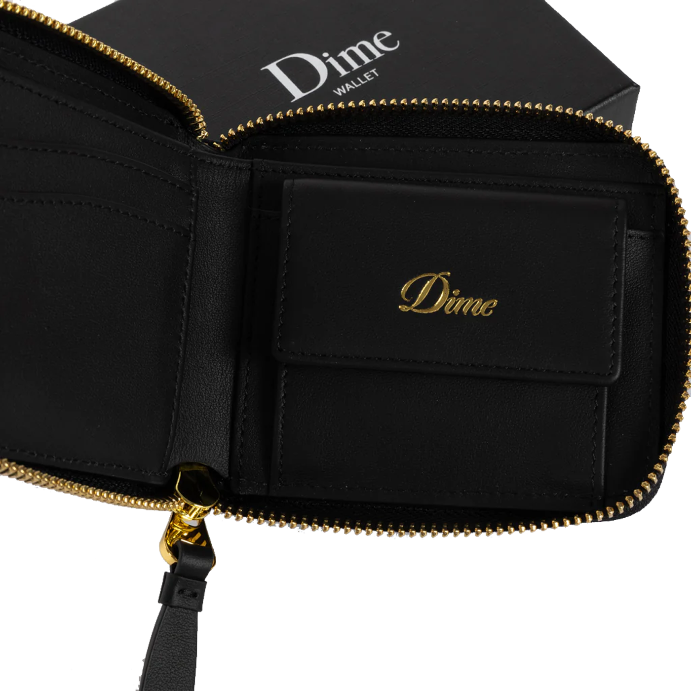 Dime MTL Cursive Zip Wallet Black