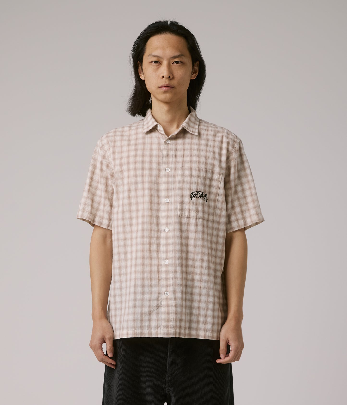 FORMER MERCHANDISE MANNERS CHECK SS SHIRT TAUPE