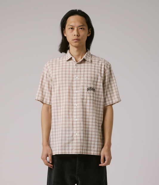 FORMER MERCHANDISE MANNERS CHECK SS SHIRT TAUPE