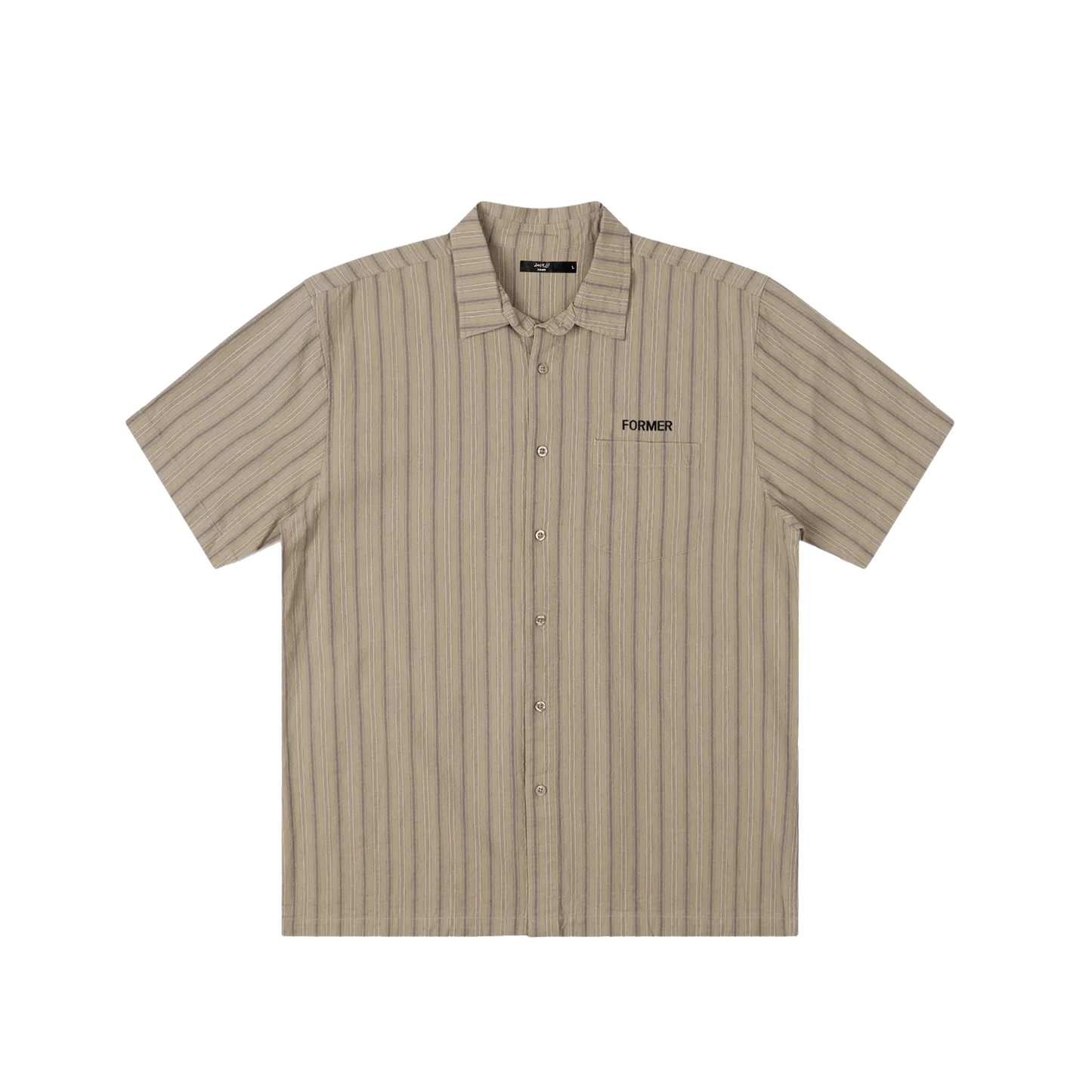 Former Merchandise Reynolds Striped Shirt Moss - ARROW & BEAST