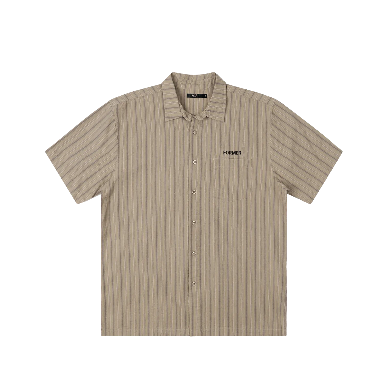 Former Merchandise Reynolds Striped Shirt Moss - ARROW & BEAST