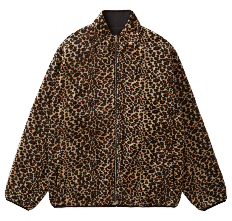 Grand Collection REVERSIBLE FLEECE LEOPARD PRINT JACKET Leopard/Black