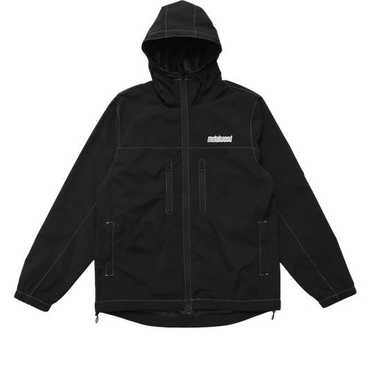 Metalwood Studio Contrast Stitch Rain Shell Jacket Black - ARROW & BEAST