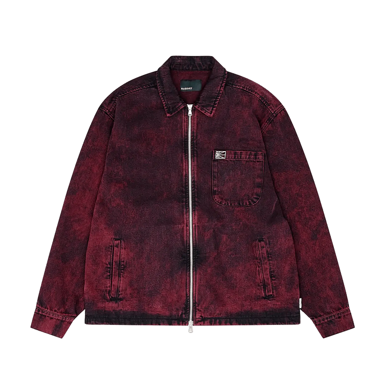 PACCBET #15 Acid Wash Denim Overshirt Burgundy - ARROW & BEAST