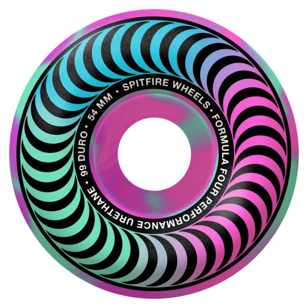 Spitfire Formula Four Swirled Classic 99A Wheels Pink Teal