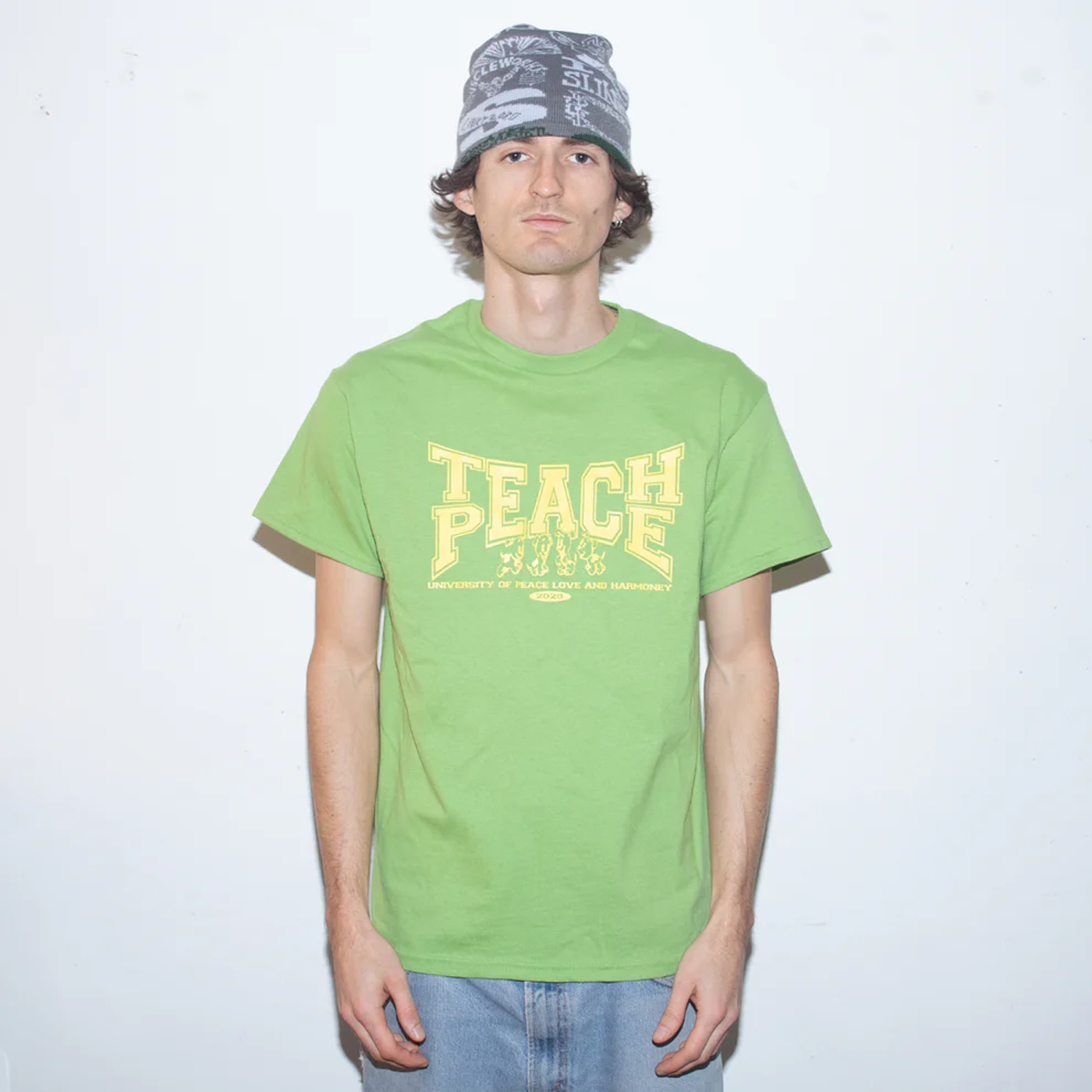 Slinky2020 Teach Peace T-Shirt Kiwi Green
