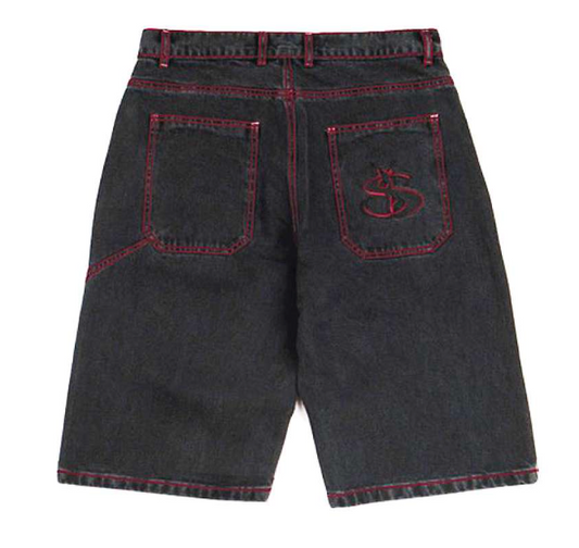 Yardsale XXX Phantasy Denim Shorts (Black/Red) Black/Red