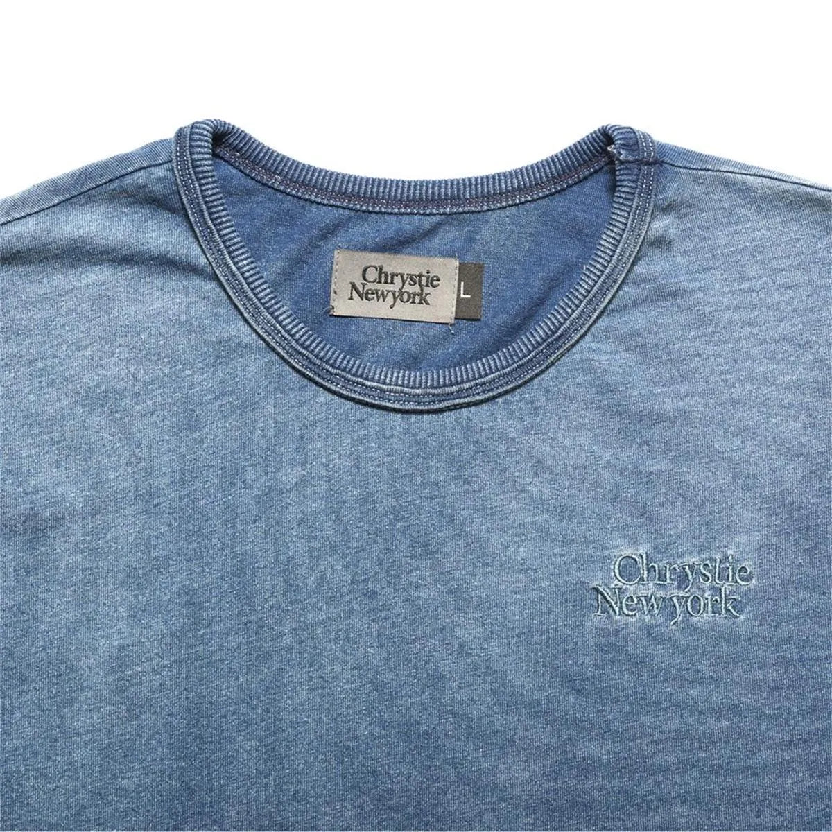 Chrystie NYC Prm Indigo Dye Classic Logo Tee Indigo - ARROW & BEAST