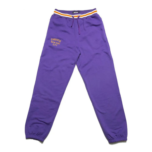 Chrystie NYC Varsity Logo Sweatpants Purple - ARROW & BEAST