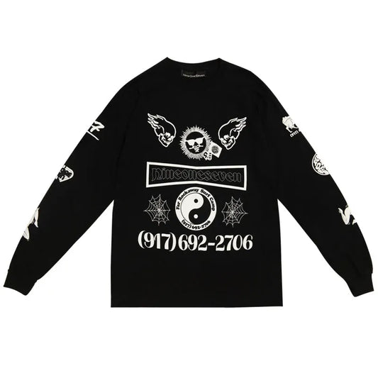 Call Me 917 Collage Black L/s Black - ARROW & BEAST