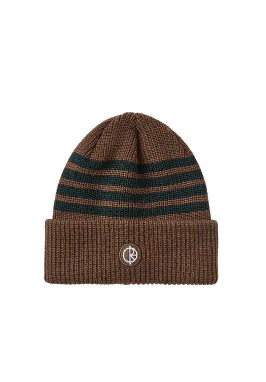 Polar Skate Co. Stripe Merino Beanie Brass Dark green - ARROW & BEAST